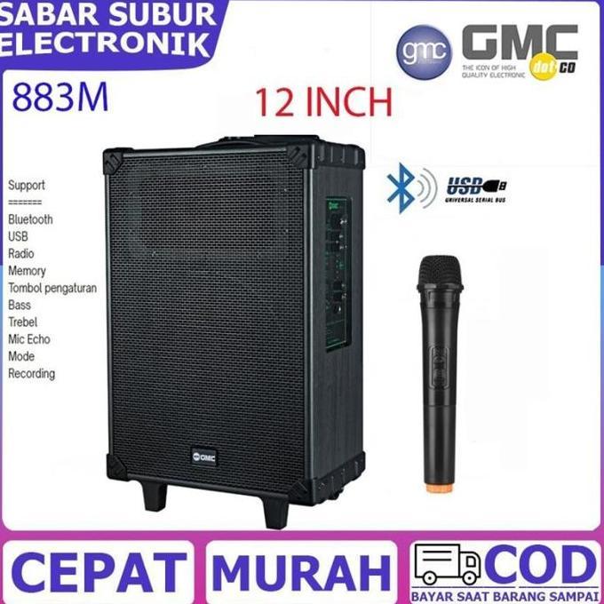 TERMURAH - SPEAKER GMC 883 M BLUETOOTH 12" + 1 MIC