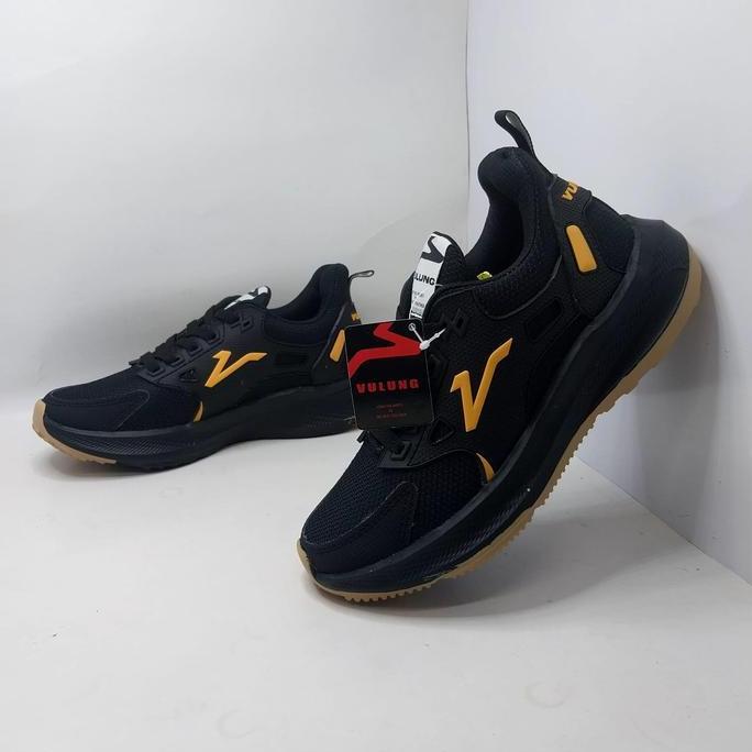 DF177 }} sepatu sneakers pria wanita casual vulung hitam lis gold sepatu lari pria sepatu jogging ce