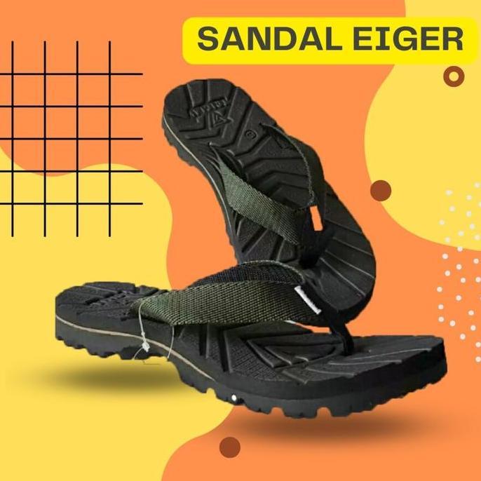 DB167 - sandal jepit gunung eiger outdoor pria wanita termurah - sendal karet pria Hitam