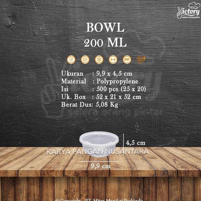 THINWALL VICTORY BOWL 200 ML CUP MANGKOK PLASTIK THIN WALL BUNDAR PER PCS