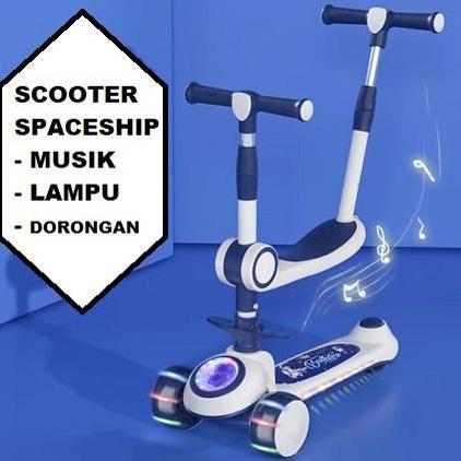 Scooter Anak Spaceship Dengan El Bangku Musik Lampu Roda Lampu Depan Footstep Pijakan Kaki