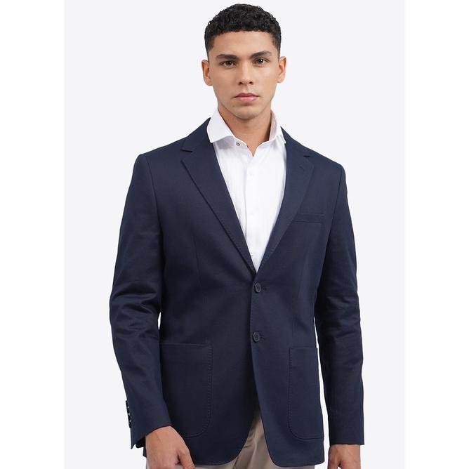 Wood Textured Long Sleeve Blazer 2Bzilxc125F094 Navy