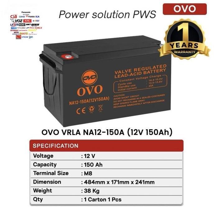 Baterai UPS 12v 150 Ah. Accu Aki Baterai Kering Battery vrla 12V 150 Ah NA 12-150 A