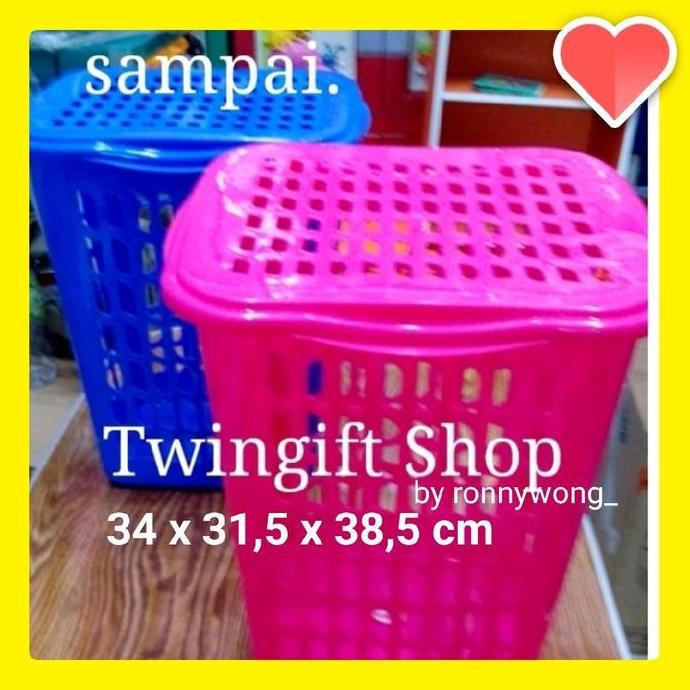 Ready stock Keranjang baju kotor/ laundry box, ada tutup, Asli Shinpo