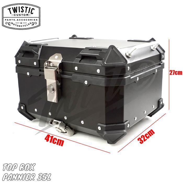 (Ready) Top Box Pannier Aluminium 35L Motor Versys Cb150X Adv Xmax Klx Crf Adv Bestseller