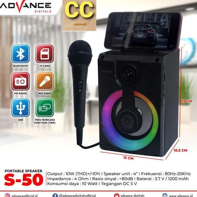 ADVANCE PORTABLE SPEAKER BLUETOOTH S-50 SPEAKER ADVANCE S 50