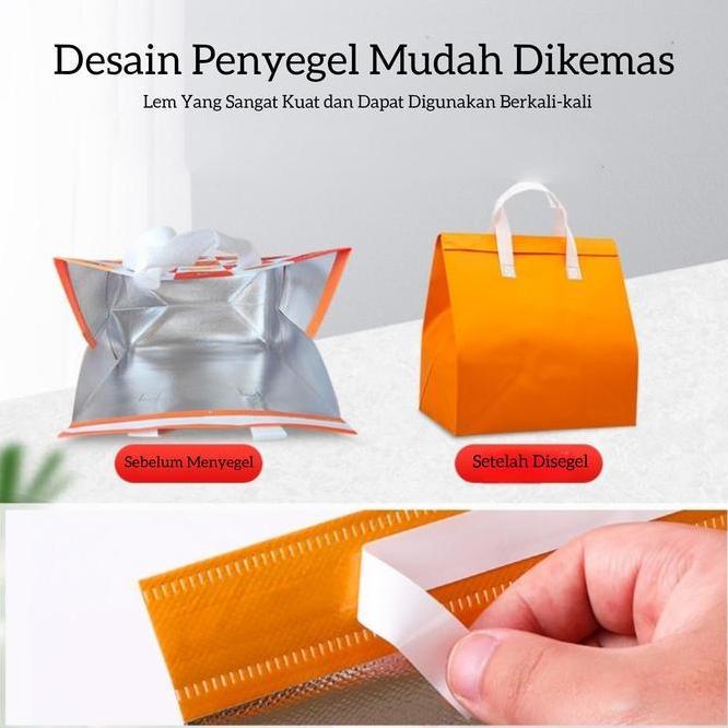 Paket 50Pcs Tas Thermal Cooler Bag Cooler Bag Aluminium Foil Thermal Tas Bekal Makanan Anti Air Taha