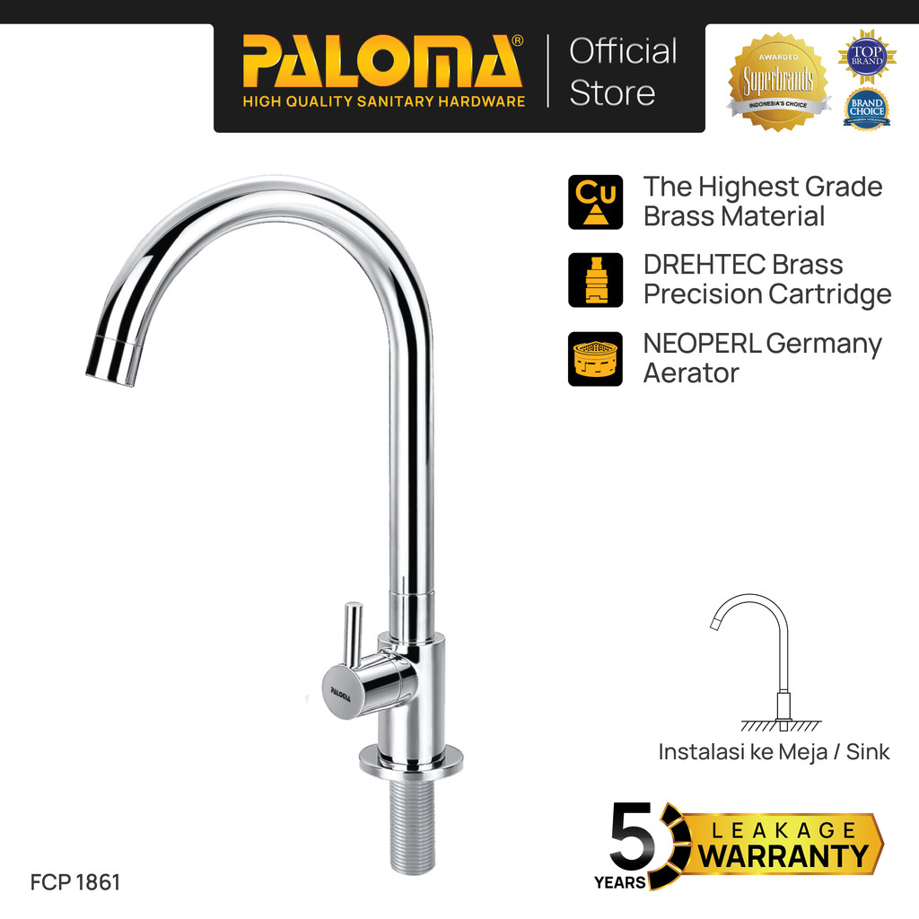 PALOMA FCP 1861 Kran Sink Leher Angsa Keran Dapur Kitchen Keran Wastafel Kran Cuci Tangan Kran Air S
