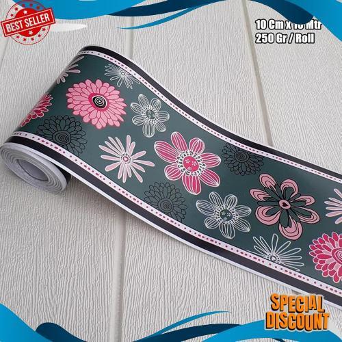 Gercep List Border Stiker 10 Meter Wall Border List Border Motif Bunga List Wallpaper Dinding Border