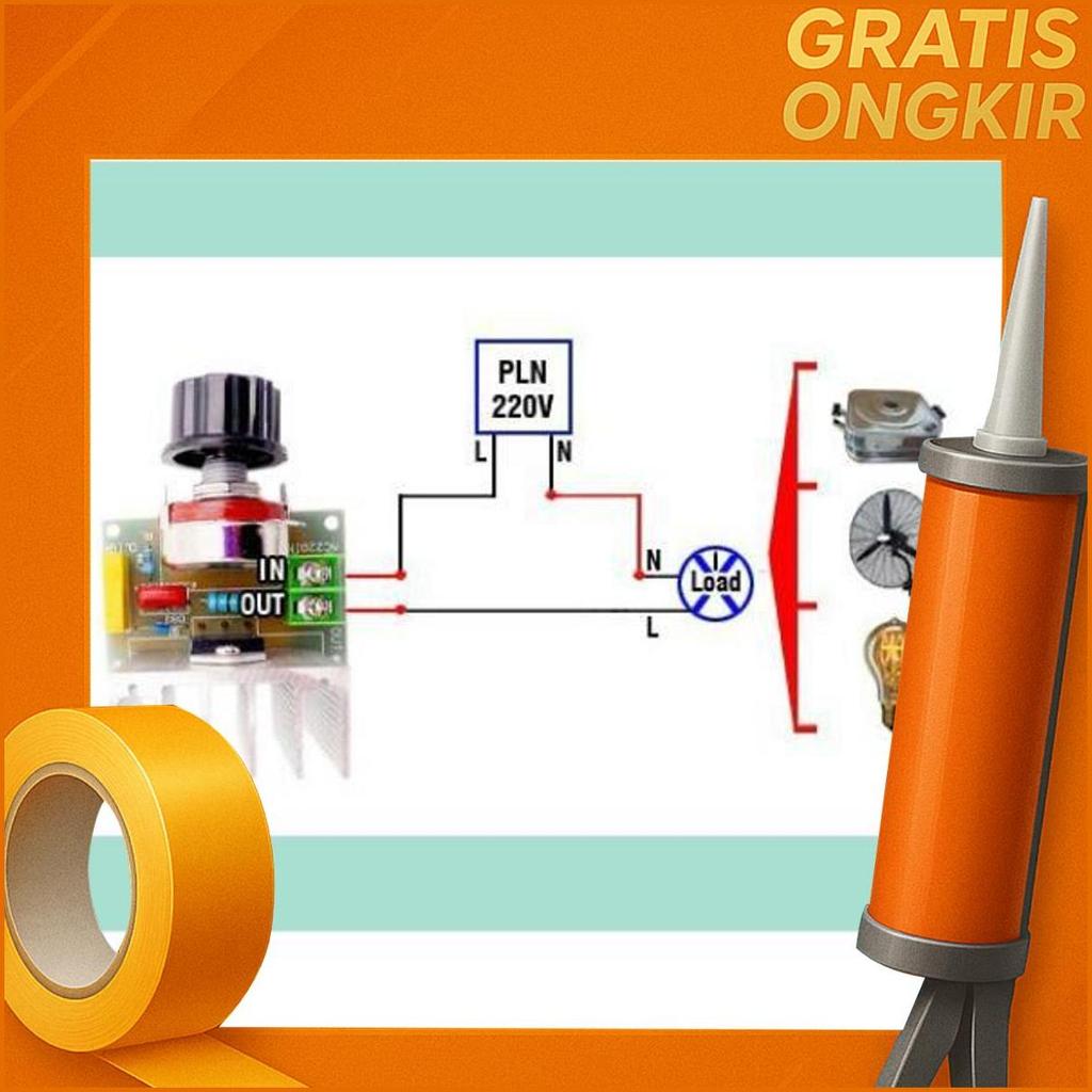 Dimmer Ac 220V 4000W - 220 Volt 4000 Watt Scr Voltage Regulator
