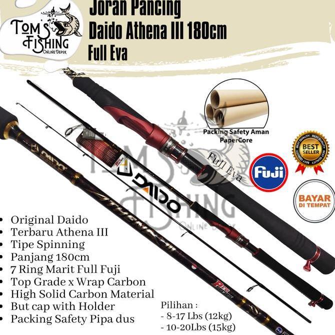 Joran Pancing Daido Athena III 3 180cm SP/JS Pro Series Fuji (12kg- 15kg) Carbon Solid - Toms Fishin