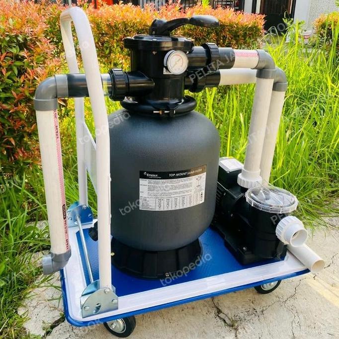 Paket Pompa Vacum Kolam Renang Portable Troli Mesin Pompa Renang