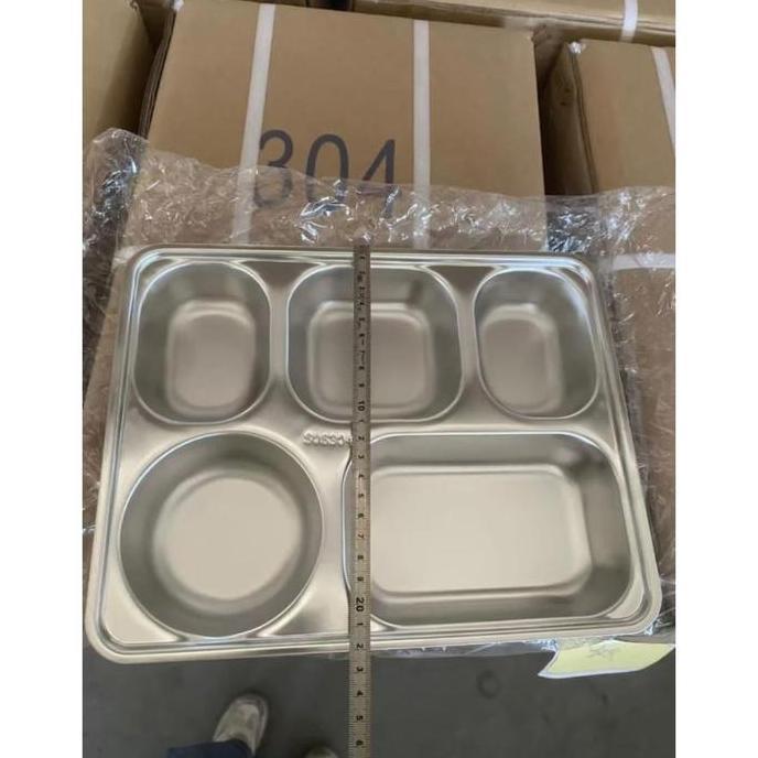 Ompreng Food tray Stainless SUS 304 Makan Bergizi Gratis MBG 5 Sekat