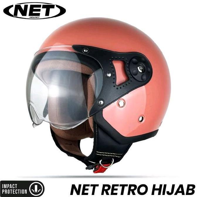 NET - Helm Bogo Retro Hijab Premium Dewasa SNI Pria Wanita Untuk Wanita Berhijab HS