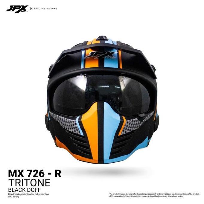 Promo Helm JPX MX 726 R - R01 TRI TONE - Helm Modular Diskon