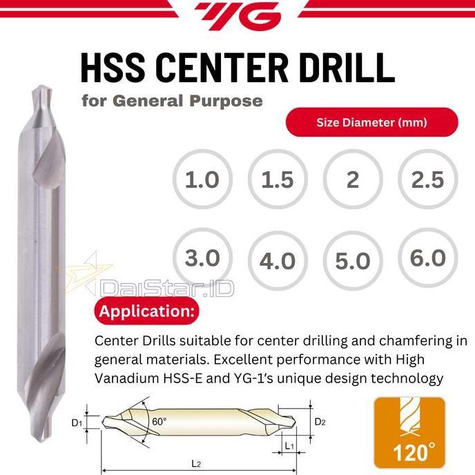 OKA_VARINI - YG-1 HSS CENTER DRILL SET 1-6MM DV301 PRECISION METAL DRILLING