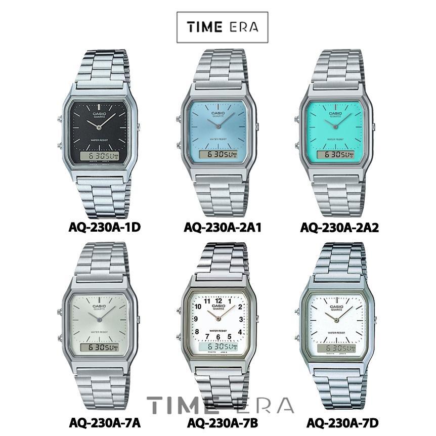 Casio General AQ-230A-1D 2A1/ AQ230A-7A 2A2 7B 7D Unisex Digital Stainless Silver