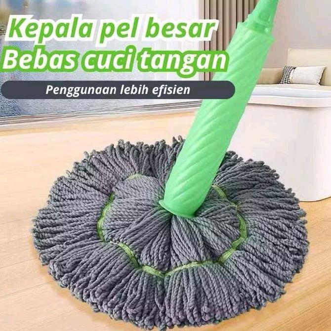 Alat Pel Lantai Pel Putar Peras Otomatis Serat Bambu / Alat Kain Pel Lantai Peras Otomatis Untuk Mem