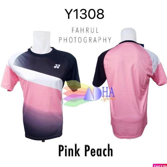 BEBAS ONGKIR - Kaos Badminton Y 1308 / Y1308 Pink Peach Jersey Bulutangkis Adha Sport