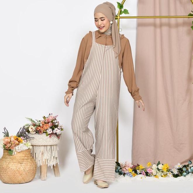 Mybamus Noya Stripe Overall Celana Wanita Baju Kodok Panjang Overall Jumbo Kekinian Rekomendasi Jump