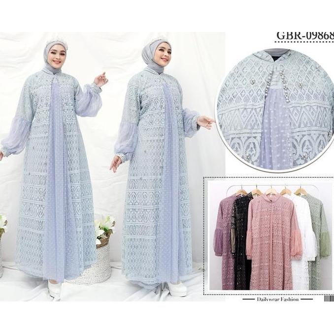 Gamis Ozias Brokat Arabella 09868 Ld 105 & Ld 120 I Gamis Wanita Cantik I Fashion Muslim Panjang San