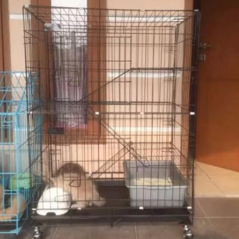 Kandang Lipat Besi Kucing Anjing Tingkat 3 Cat Dog Cage 4 Lantai Ukuran L XL XXL