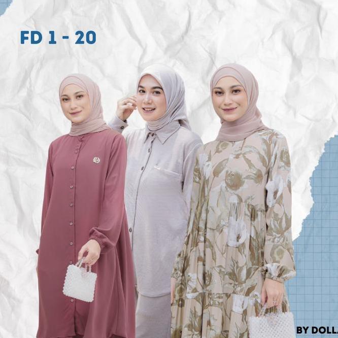 By Dolla - Kode Fd 1-20  - Baju Atasan Kemeja Gamis Kulot Wanita Muslim
