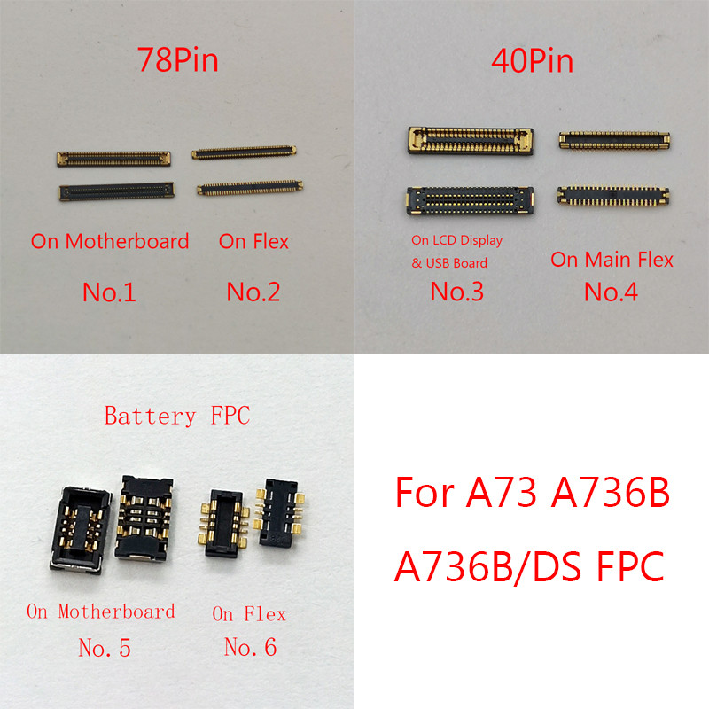 10 pcs 40 78 Pin LCD Display Screen FPC Konektor Untuk Samsung Galaxy A73 5G A736 A736B A736B / DS U