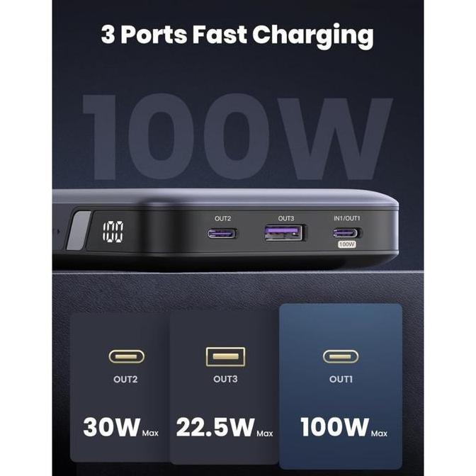 UGREEN Powerbank ATL Batterai 10000mAh - 25000mAh LED Display Fast Charging Max 22.5W For Laptop iPh