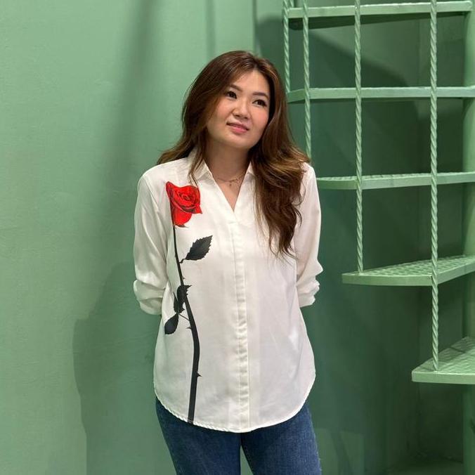 Nvr - Rose Atasan Blouse Fashion Remaja Fashion Muslim Putih Shakila Baju Wanita Panjang