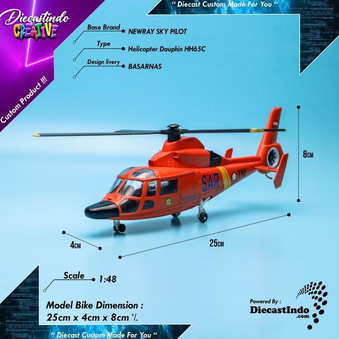 Diecast Custom Helicopter Dauphin HH65C BASARNAS Skala 1:48