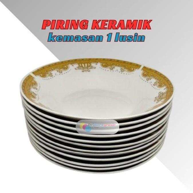 Piring Keramik 1 Lusin 12 pcs Murah / Piring Makan Keramik 1 Lusin S