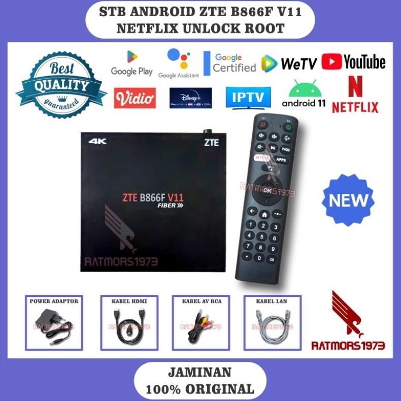 STB Android Smart TV Box ZTE B866F V11 4K Hybrid SERI TERBARU UI ATV 2025 OS 11 Unlock Root Full Apl