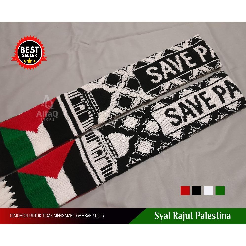 SYAL PALESTINA, syal rajut palestina indonesia motif kufiyah, syal pria wanita, slayer palestina, SA