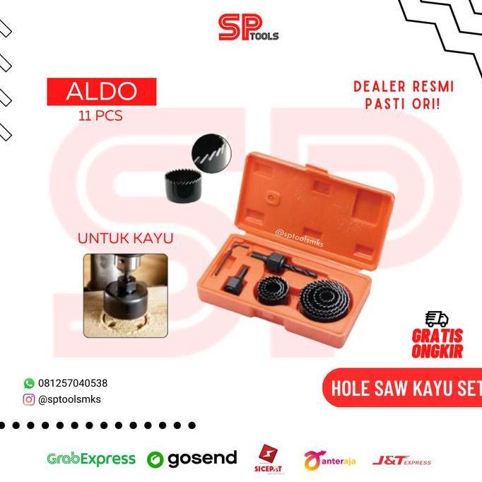 HOLE SAW KAYU SET 11PCS / HOLESAW PELUBANG KAYU ALDO 1211