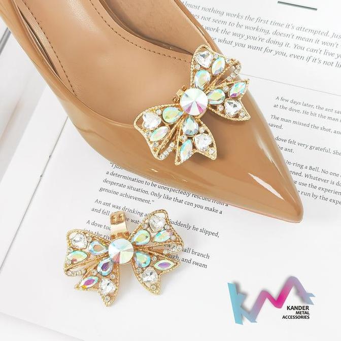 KANDER Alloy Klip Pita Bow Shoes Buckle Aksesoris Sepatu Klip Bongkar Pasang M2005