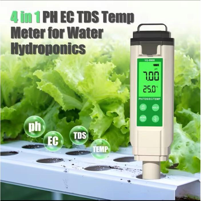Yg9908 Alat Ukur Ph Tds Ec Suhu Tester Meter Air  Yg-9908 Hidroponik Original Dan Terpercaya