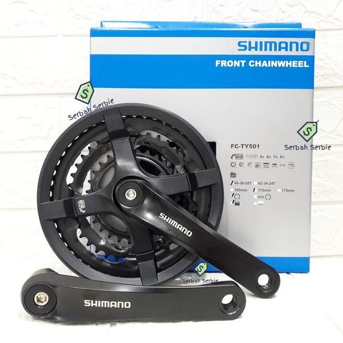 Promo ORIGINAL SHIMANO GEAR CRANK 48T 42T 6 7 GIR DEPAN SEPEDA MULTI SPEED BB KOTAK MTB MULTIPLE CRA