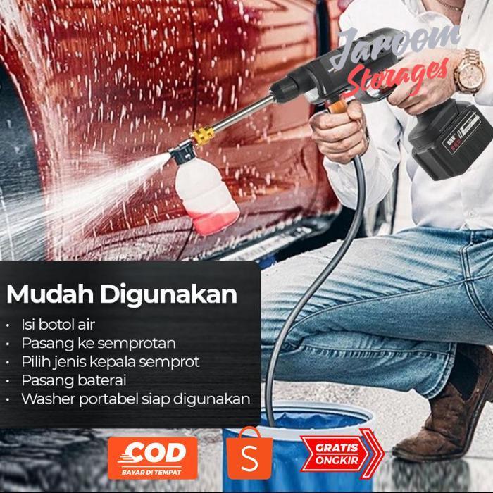 NLD-1419 paket alat mesin cuci mobil motor AC cordless portable rechargeable jet cleaner jet washer 