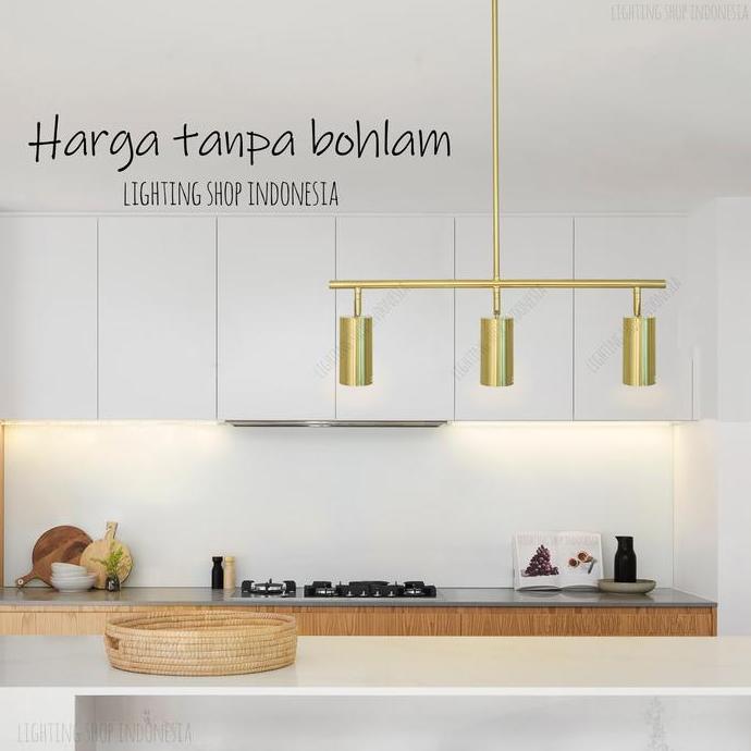 Ready  Lampu gantung sorot panjang 60cm gold 3L spotlight meja mini bar