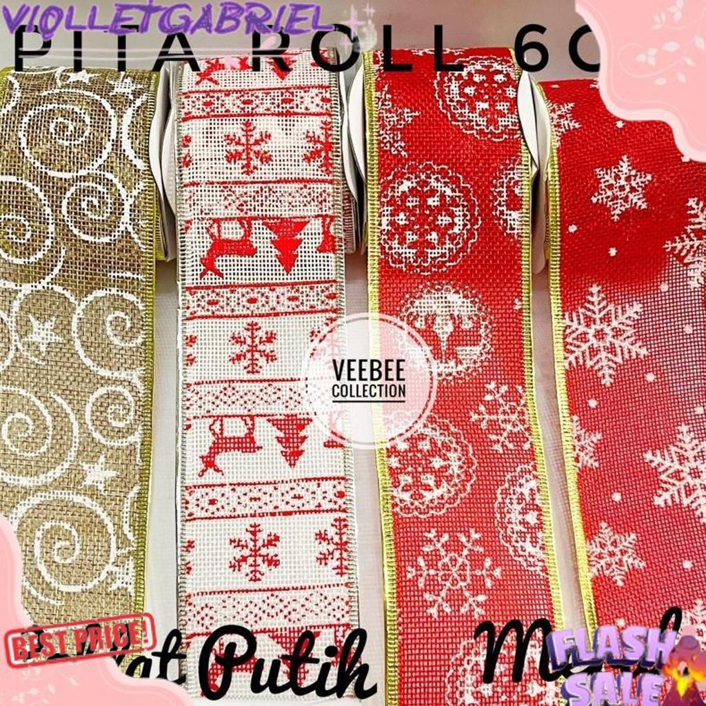 Paling Murah Pita Motif Natal 6cm goni motif tile motif/ pita roll natal/ ribbon