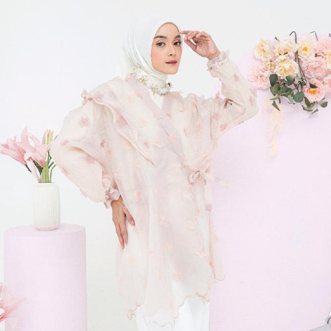 Billa Outer Organza Bunga Panjang Muslim Cardigan Kardigan