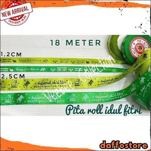 Terlaris Pita Roll SABLON 20 YARD Idul fitri Lebaran Eid mubarak/ pita kain hias hamper