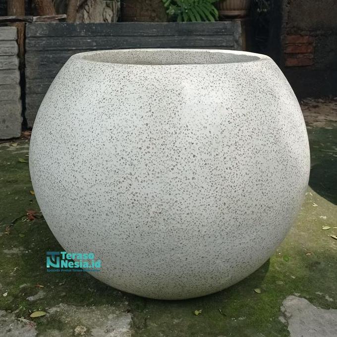 Invoice Pot Terazzo Bulat Tipe Melon | Pot Teraso Pot Tanaman Outdoor Indoor