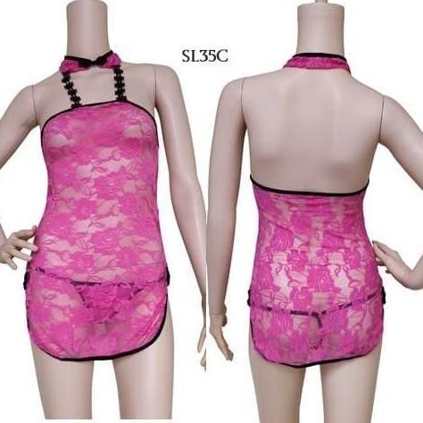 Promo Sexy Lingerie Babydoll Lace Dress Baju Tidur Chongsam Cina SL35C COD