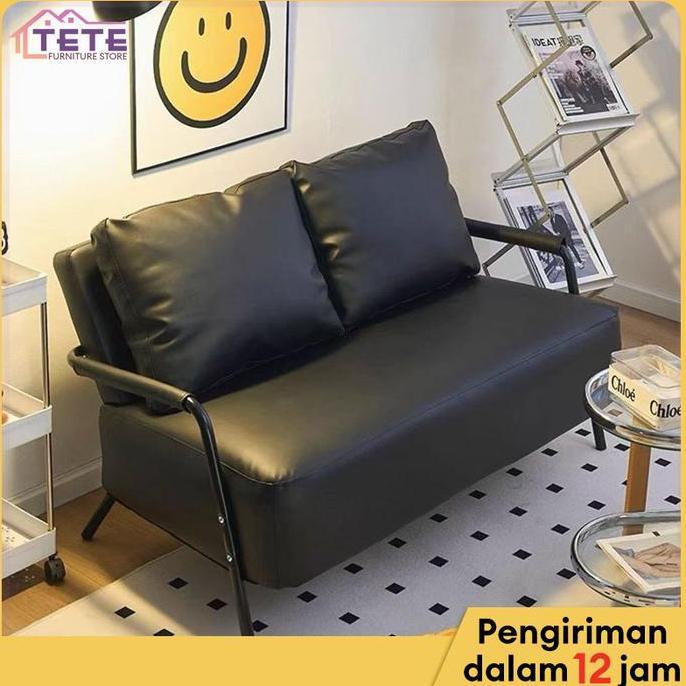TETE Sofa 2 Seater Kulit Sofa Bed Sofa Ruang Tamu Sofa Minimalis Modern dengan Desain Elegan untuk R