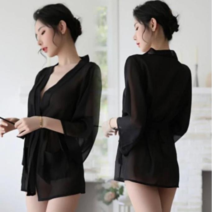 Promo Lingerie Kimono Satin Piyama Swimsuit Outer Baju Tidur Wanita Gaun Malam 1132 COD