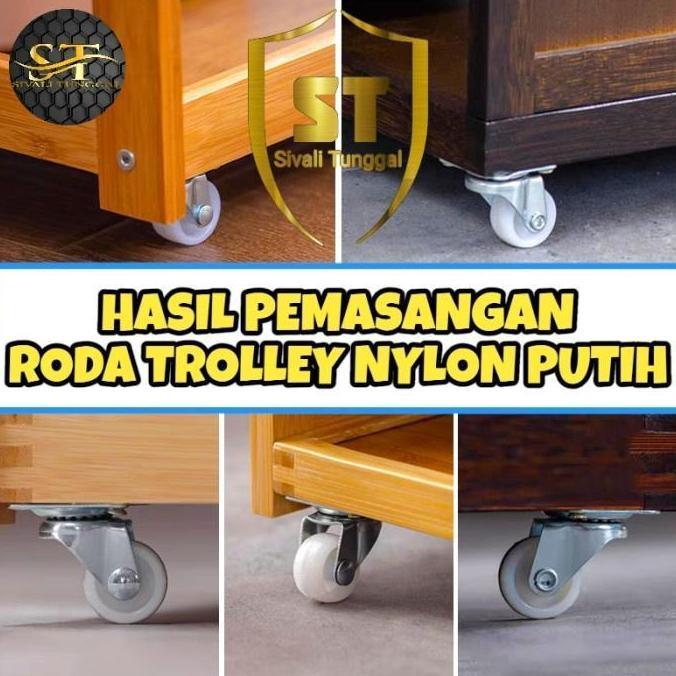 RODA TROLLEY TROLI 3" INCHI NYLON PUTIH - MATI | HIDUP | HIDUP+REM