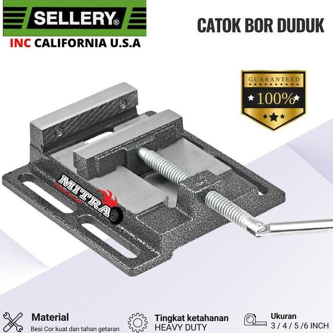 Sellery U.S.A. Catok Duduk Tanggem Ragum 6 inch Untuk Stand Bor Jepitan Dudukan Bor
