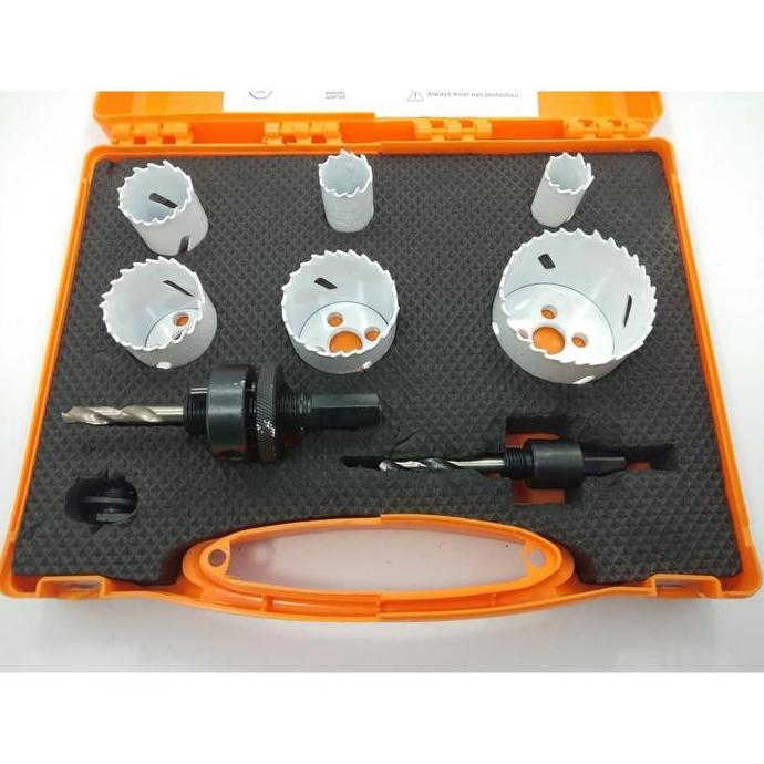 STAMVICK Hole Saw Besi KAYU PVC Set Mata Bor Pelubang Besi 9PC 19-57MM
